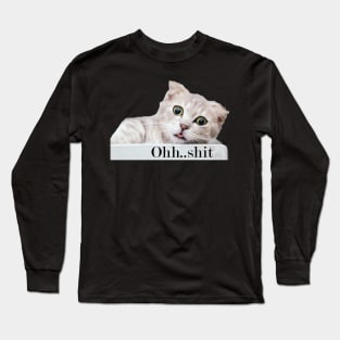 cute cat feel scared Long Sleeve T-Shirt